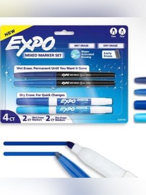 EXPO Mixed Wet/Dry Erase Marker Set - Blue
